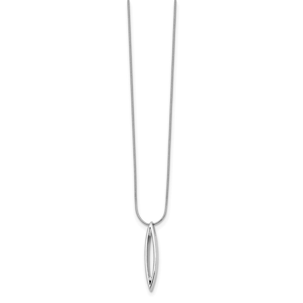Sterling Silver White Ice Rhodium-Plated 18 Inch Diamond Necklace With 2 Extender