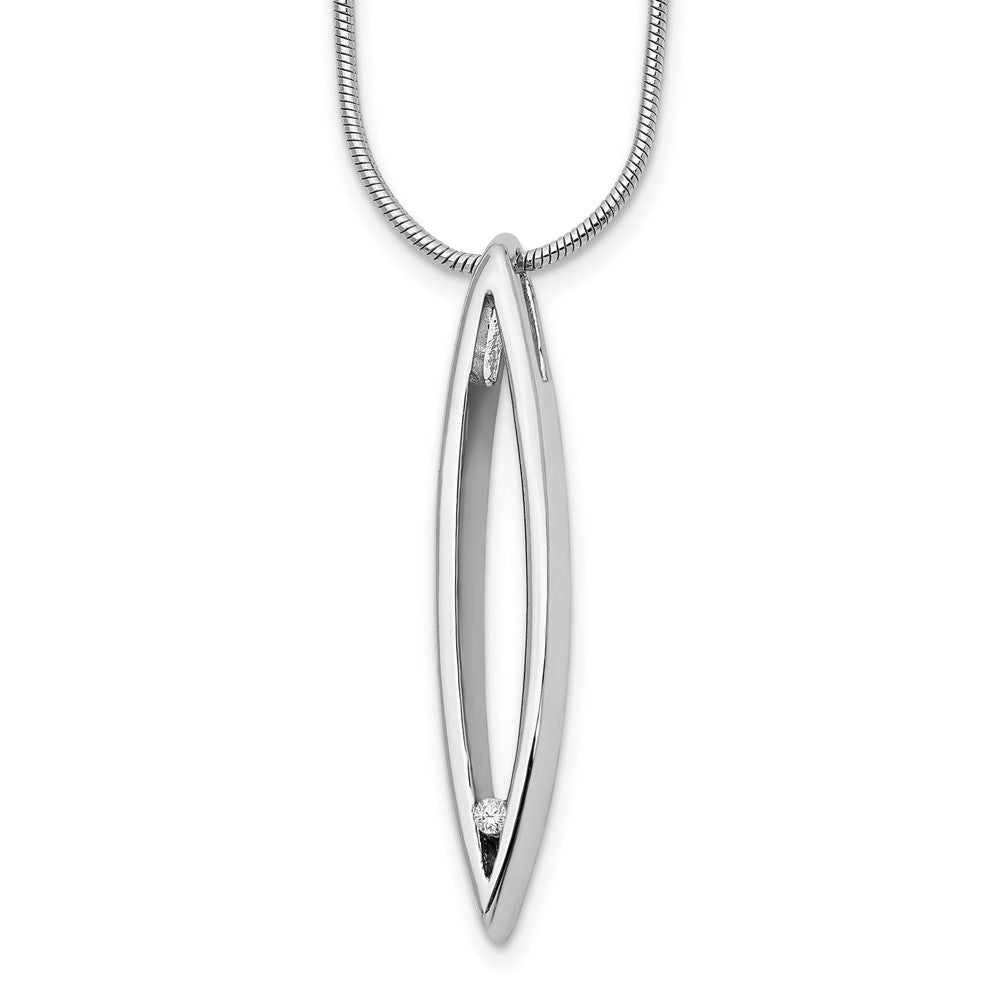 Sterling Silver White Ice Rhodium-Plated 18 Inch Diamond Necklace With 2 Extender