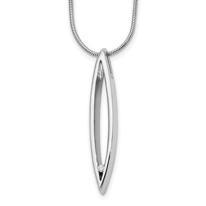 Sterling Silver White Ice Rhodium-Plated 18 Inch Diamond Necklace With 2 Extender