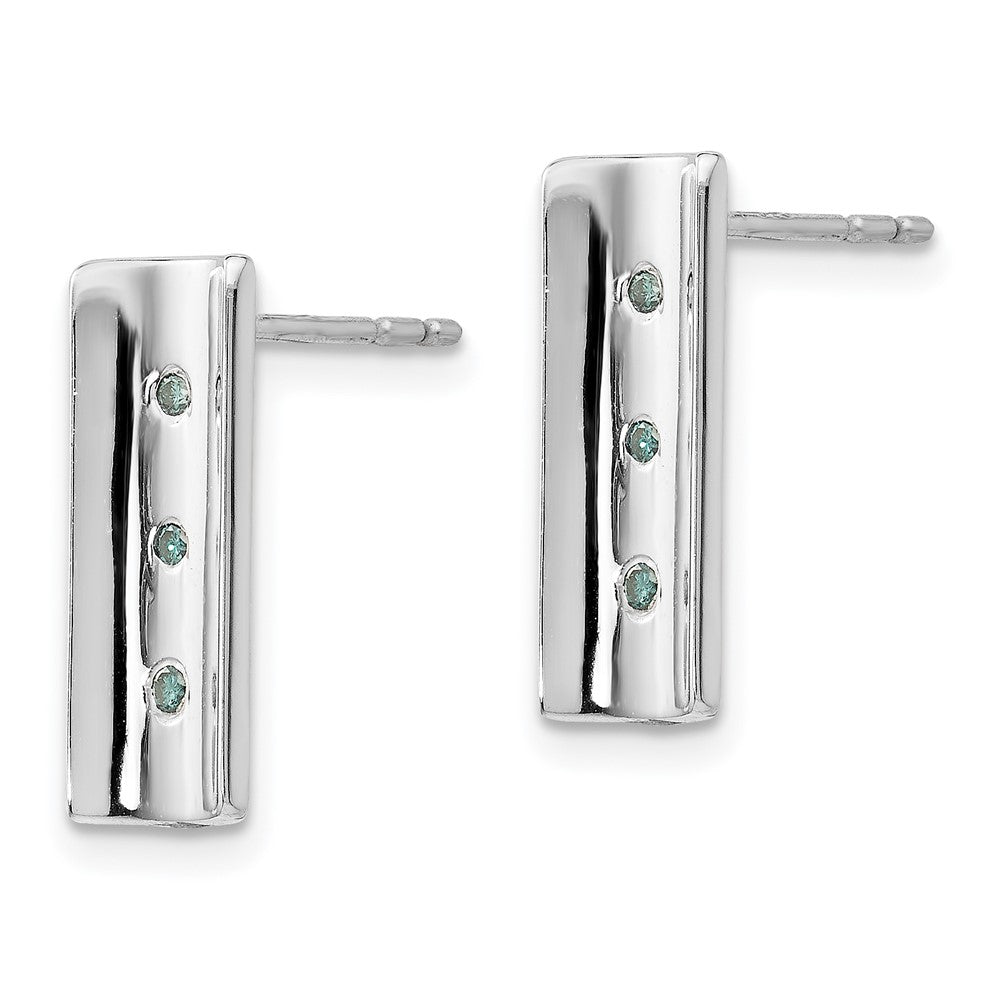 SS White Ice .06ct. Blue Diamond Earrings