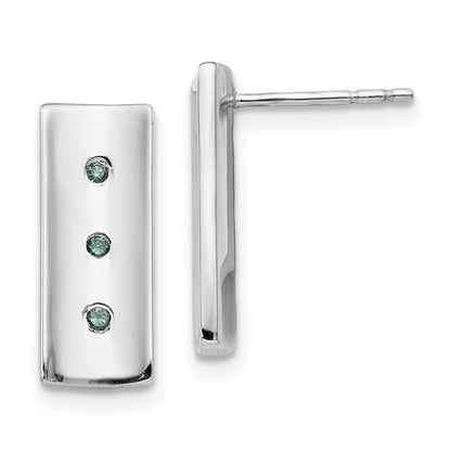 SS White Ice .06ct. Blue Diamond Earrings