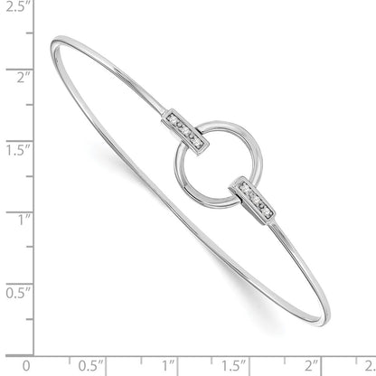 Sterling Silver White Ice Rhodium-Plated Diamond Bangle