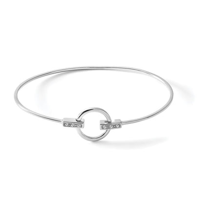 Sterling Silver White Ice Rhodium-Plated Diamond Bangle