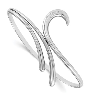 7 Inch White Ice Sterling Silver Rhodium-Plated Diamond Swirl Bangle Bracelet