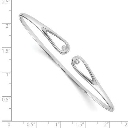 Sterling Silver White Ice Rhodium-Plated Diamond Bangle