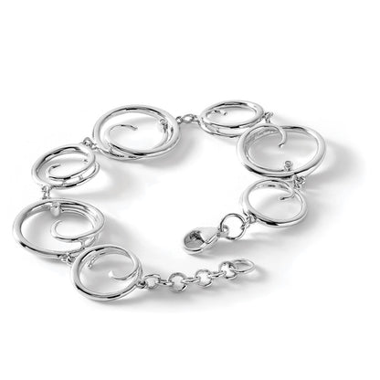Sterling Silver White Ice Rhodium-Plated 7 Inch Diamond Swirl Bracelet With 1 Extender