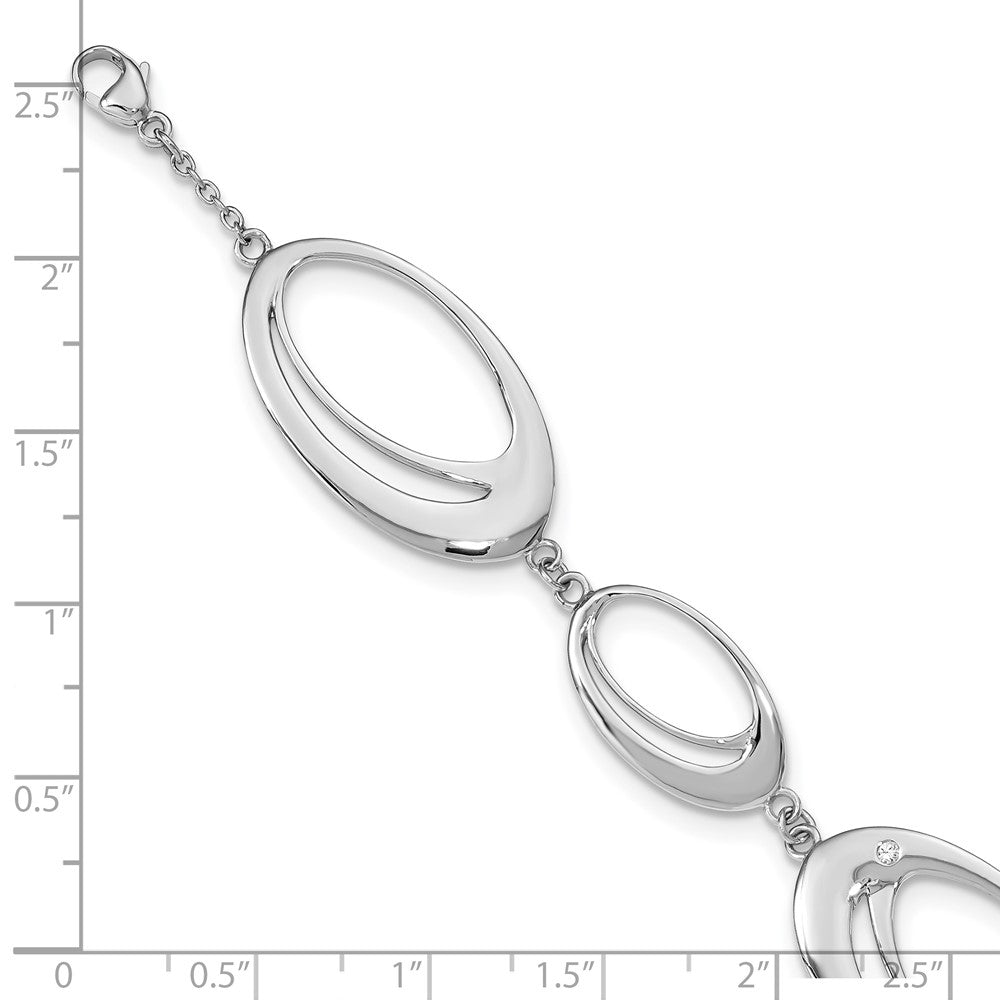 Sterling Silver White Ice Rhodium-Plated Diamond 7 Inch Fancy Ovals Bracelet