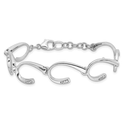 Sterling Silver White Ice Rhodium-Plated 7 Inch Diamond Bracelet With 1 Extender