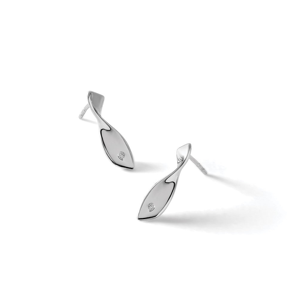 White Ice Sterling Silver Rhodium-plated Diamond Twisted Post Earrings