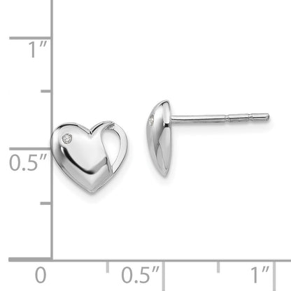 White Ice Sterling Silver Rhodium-plated Diamond Heart Post Earrings