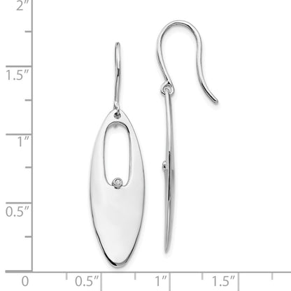 White Ice Sterling Silver Rhodium-plated Diamond Shepherd Hook Dangle Earrings