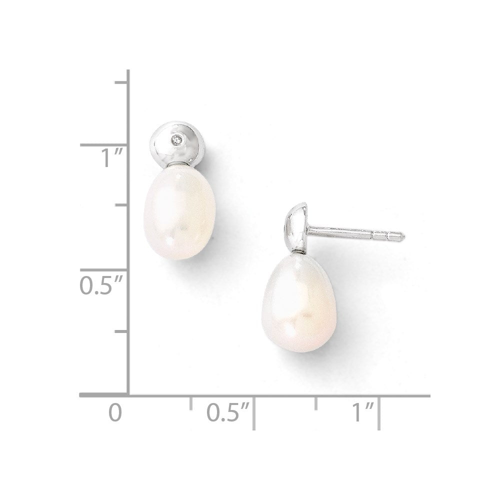 SS White Ice .02ct. Diamond and FW Cultured Pearl Earrings