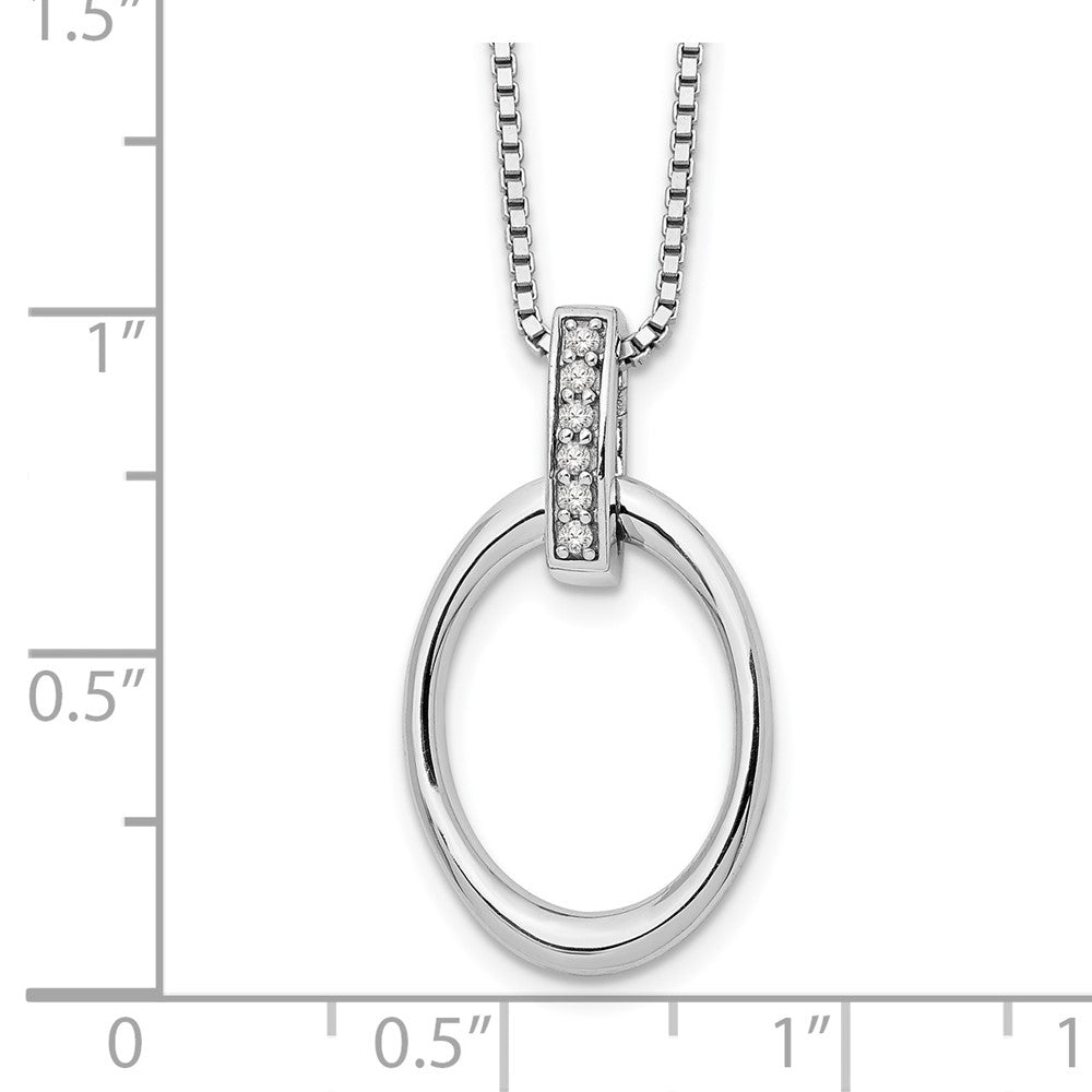 Sterling Silver White Ice Rhodium-Plated 18 Inch Diamond Open Oval Necklace With 2 Extender