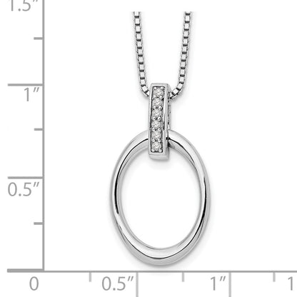 Sterling Silver White Ice Rhodium-Plated 18 Inch Diamond Open Oval Necklace With 2 Extender