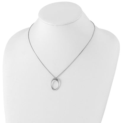 Sterling Silver White Ice Rhodium-Plated 18 Inch Diamond Open Oval Necklace With 2 Extender