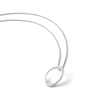 Sterling Silver White Ice Rhodium-Plated 18 Inch Diamond Open Oval Necklace With 2 Extender