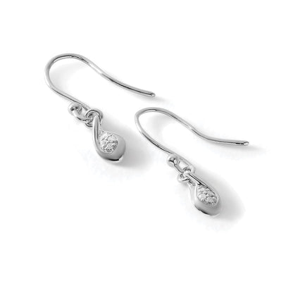 White Ice Sterling Silver Rhodium-plated Diamond Shepherd Hook Dangle Earrings