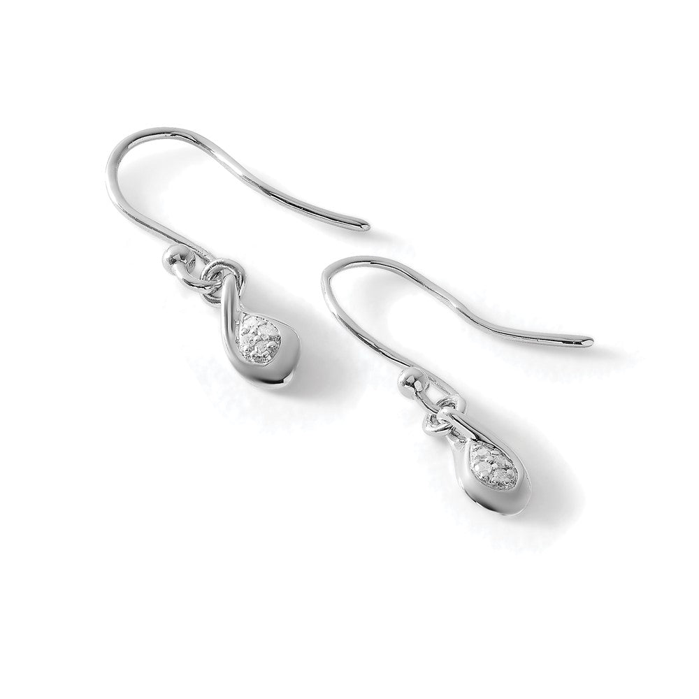 White Ice Sterling Silver Rhodium-plated Diamond Shepherd Hook Dangle Earrings