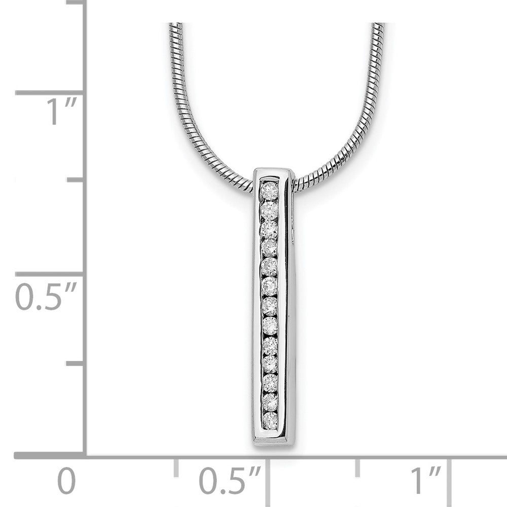 14k White Gold 1/8 Ct. Lab Grown Diamond VS/SI+ G+ 18 inch Vertical Bar Pendant Necklace