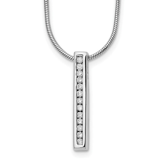 14k White Gold 1/8 Ct. Lab Grown Diamond VS/SI+ G+ 18 inch Vertical Bar Pendant Necklace