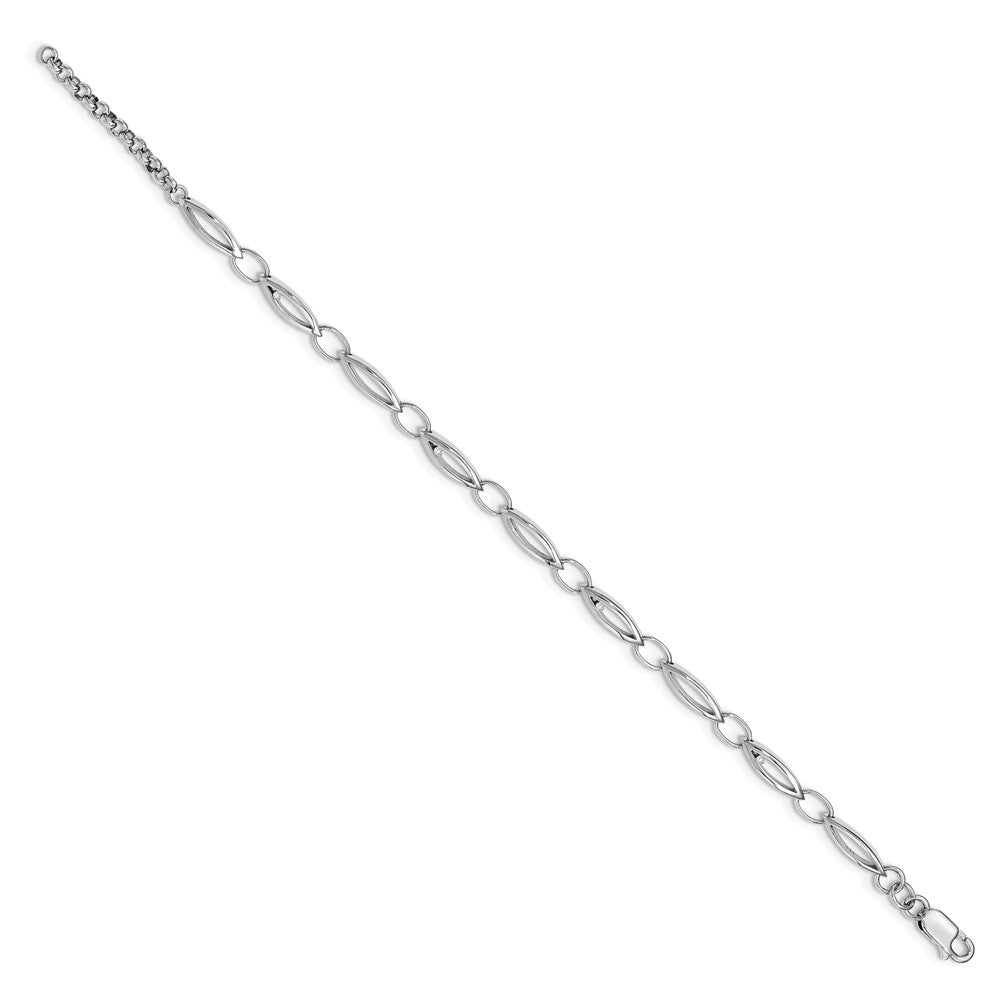 Sterling Silver White Ice Rhodium-Plated 7 Inch Diamond Bracelet With 1 Extender