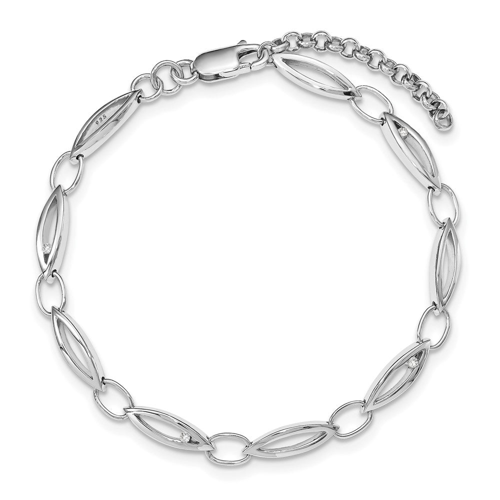Sterling Silver White Ice Rhodium-Plated 7 Inch Diamond Bracelet With 1 Extender