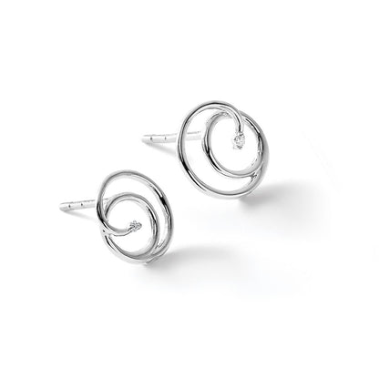 White Ice Sterling Silver Rhodium-plated Diamond Swirl Post Earrings