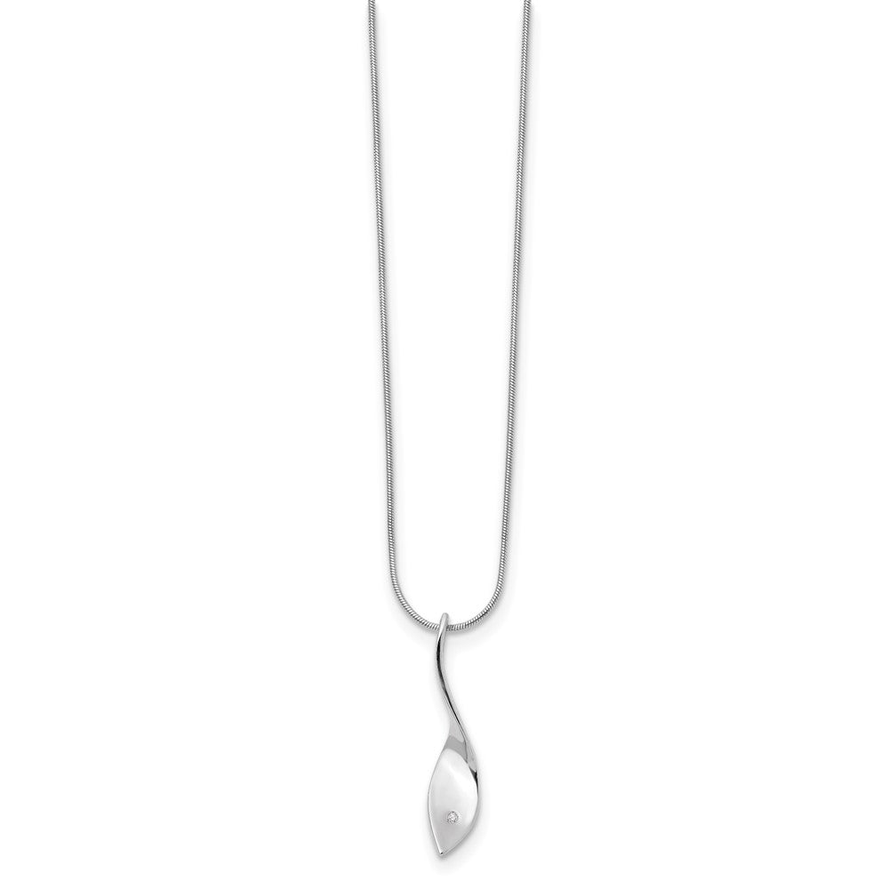 Sterling Silver White Ice Rhodium-Plated 18 Inch Diamond Twisted Pendant Necklace With 2 Extender