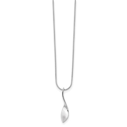 Sterling Silver White Ice Rhodium-Plated 18 Inch Diamond Twisted Pendant Necklace With 2 Extender