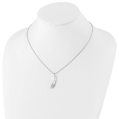 Sterling Silver White Ice Rhodium-Plated 18 Inch Diamond Twisted Pendant Necklace With 2 Extender