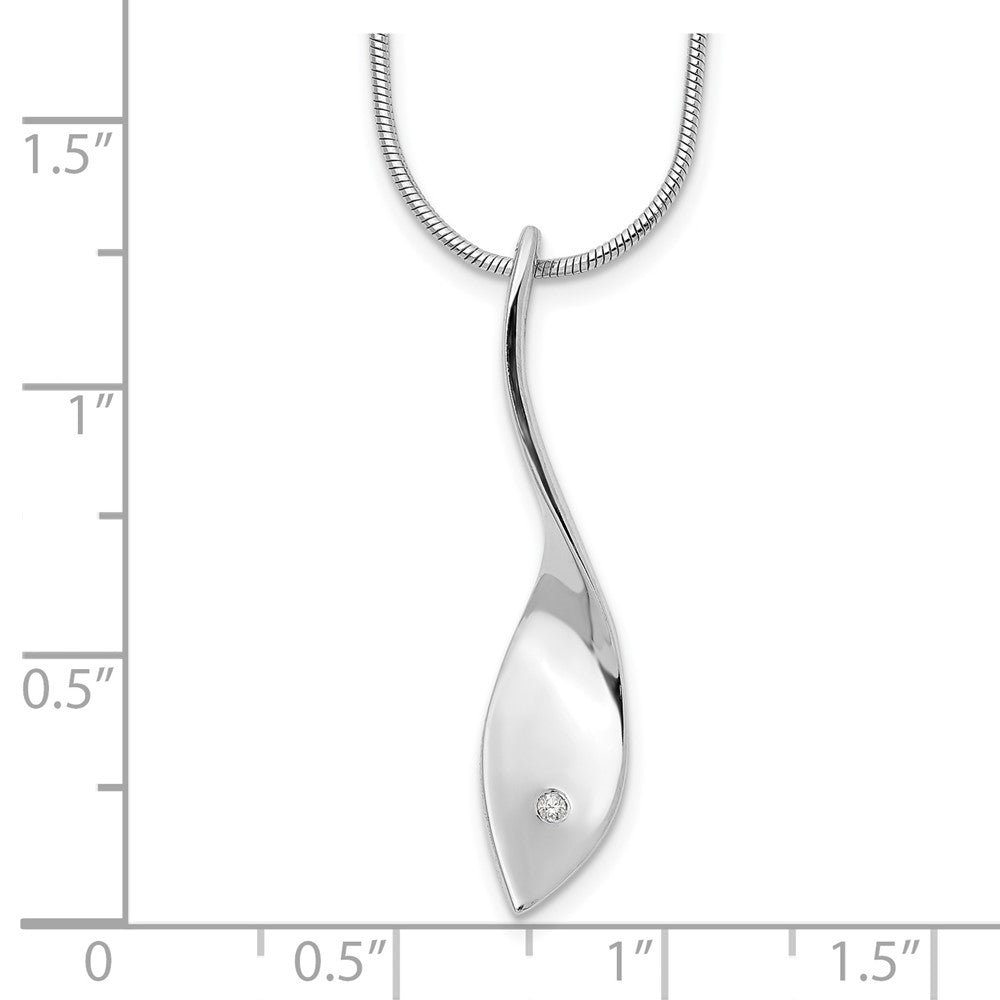 Sterling Silver White Ice Rhodium-Plated 18 Inch Diamond Twisted Pendant Necklace With 2 Extender