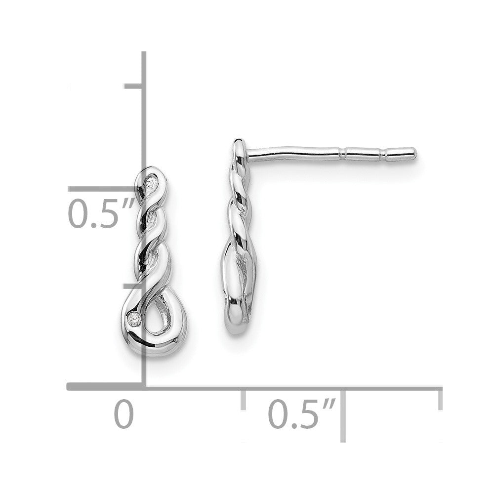 White Ice Sterling Silver Rhodium-plated Twisted Diamond Post Dangle Earrings