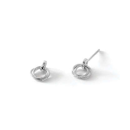 White Ice Sterling Silver Rhodium-plated Three Ring Diamond Post Earrings