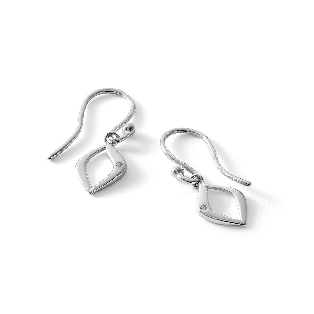 White Ice Sterling Silver Rhodium-plated Diamond Shepherd Hook Earrings