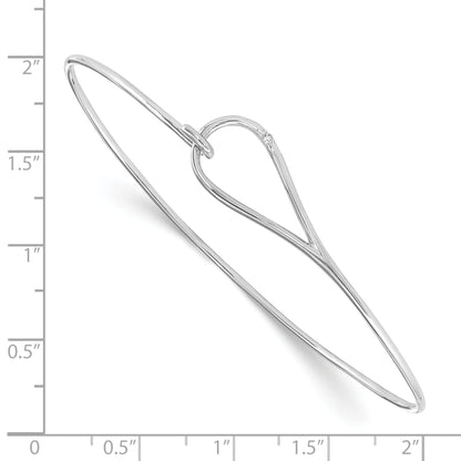 Sterling Silver White Ice Rhodium-Plated Diamond Bangle