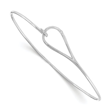 Sterling Silver White Ice Rhodium-Plated Diamond Bangle