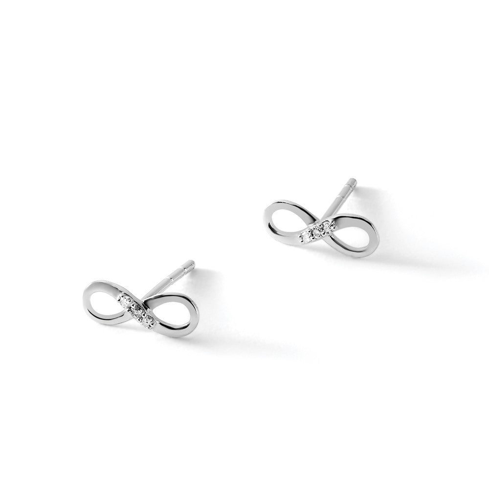 White Ice Sterling Silver Rhodium-plated Infinity Symbol Diamond Post Earrings