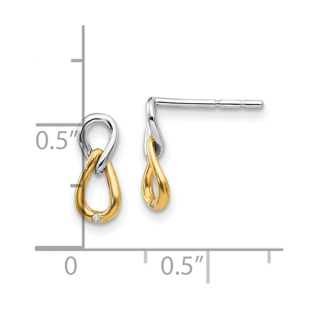 White Ice Sterling Silver Rhodium-plated Gold-Tone Diamond Post Dangle Earrings