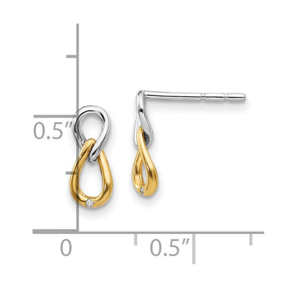White Ice Sterling Silver Rhodium-plated Gold-Tone Diamond Post Dangle Earrings