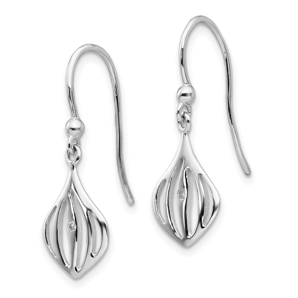 SS White Ice .01 ct Diamond Shepherd Hook Earrings