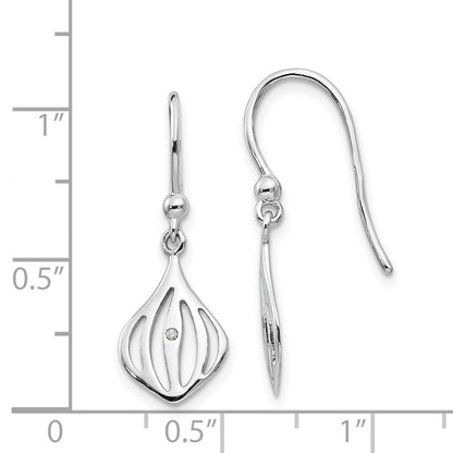 SS White Ice .01 ct Diamond Shepherd Hook Earrings