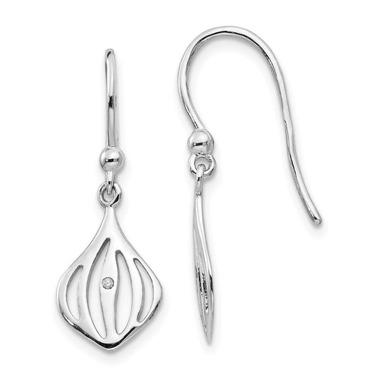 SS White Ice .01 ct Diamond Shepherd Hook Earrings