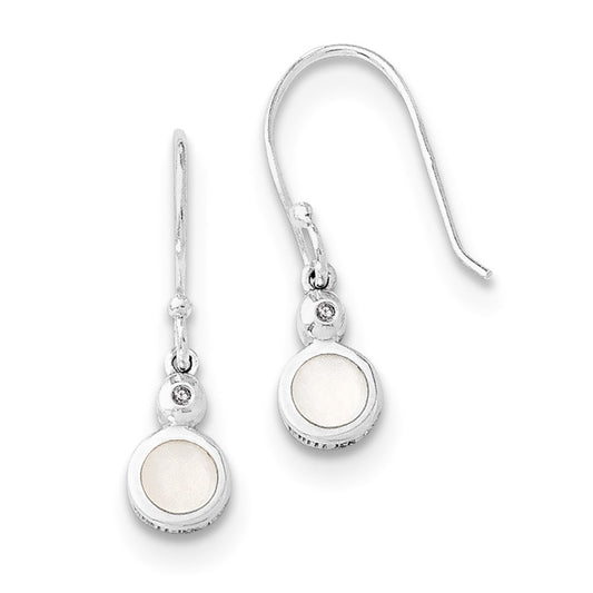 SS White Ice .01 ct Diamond and MOP Shepherd Hook Earrings