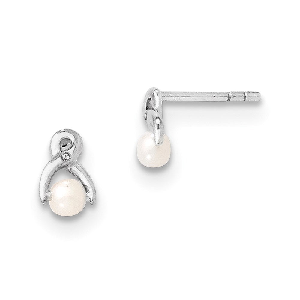 SS White Ice FW Cultured Pearl and Diamond Post Earrings