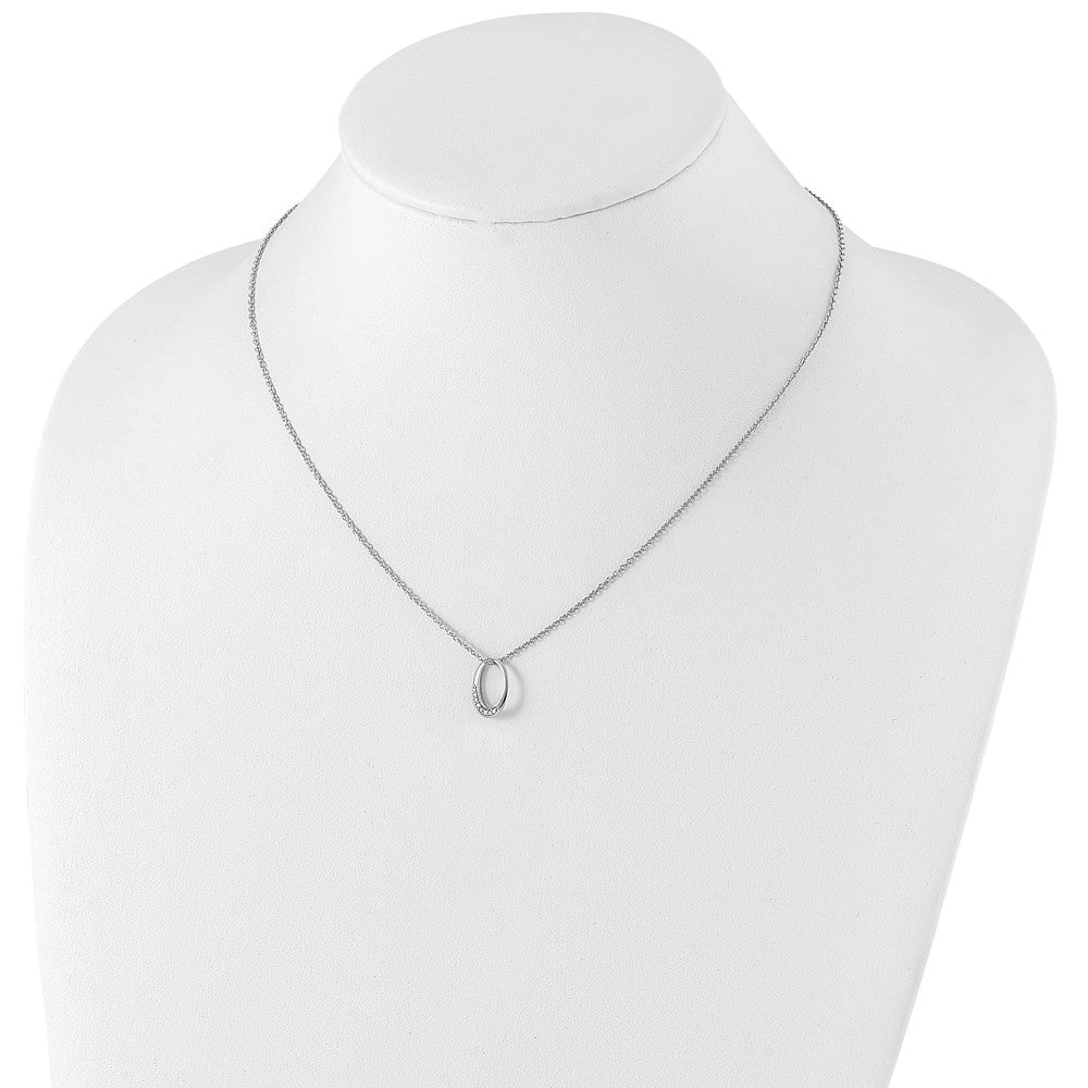 Sterling Silver White Ice Rhodium-Plated 18 Inch Diamond Open Oval Necklace With 2 Extender
