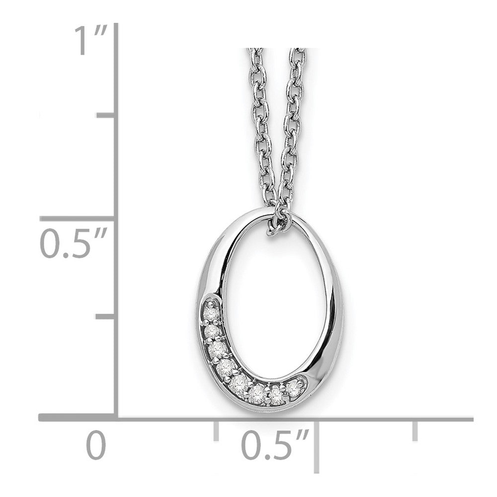 Sterling Silver White Ice Rhodium-Plated 18 Inch Diamond Open Oval Necklace With 2 Extender