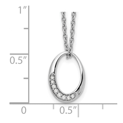 Sterling Silver White Ice Rhodium-Plated 18 Inch Diamond Open Oval Necklace With 2 Extender