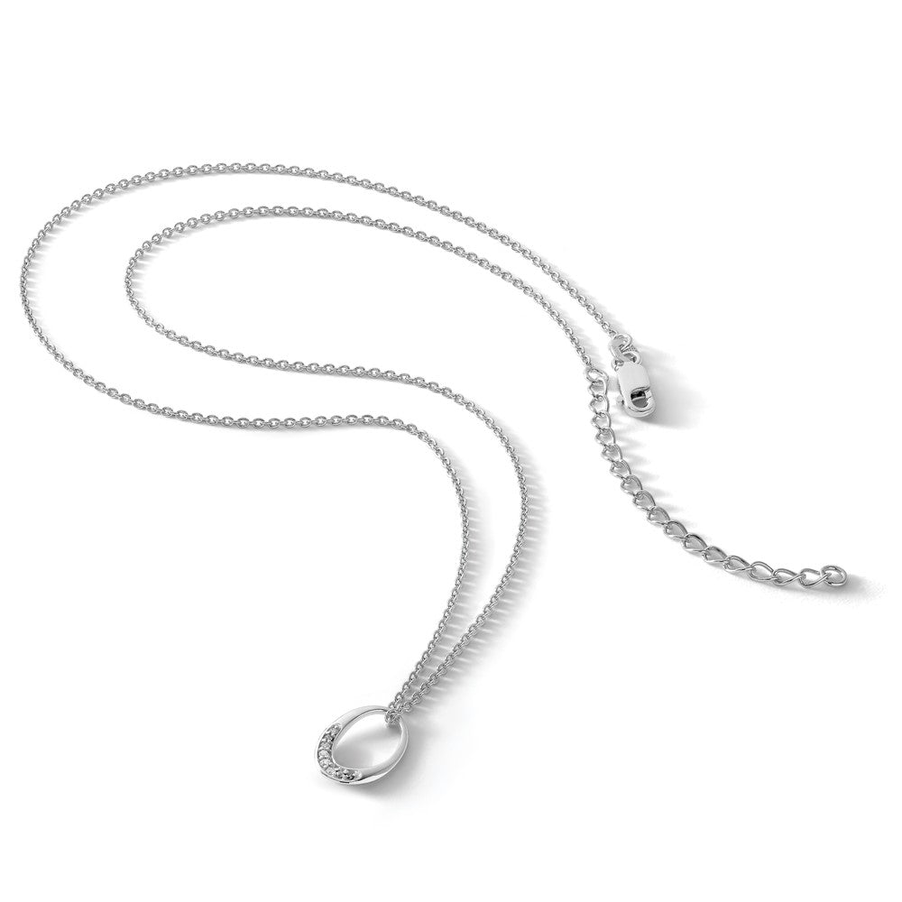 Sterling Silver White Ice Rhodium-Plated 18 Inch Diamond Open Oval Necklace With 2 Extender
