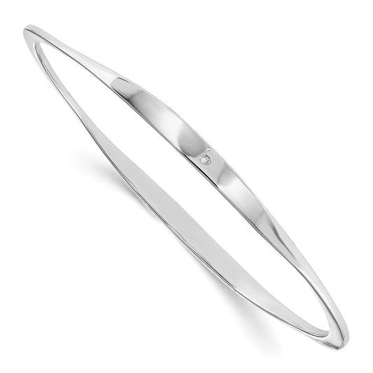 Sterling Silver White Ice Rhodium-Plated Carat Diamond Bangle