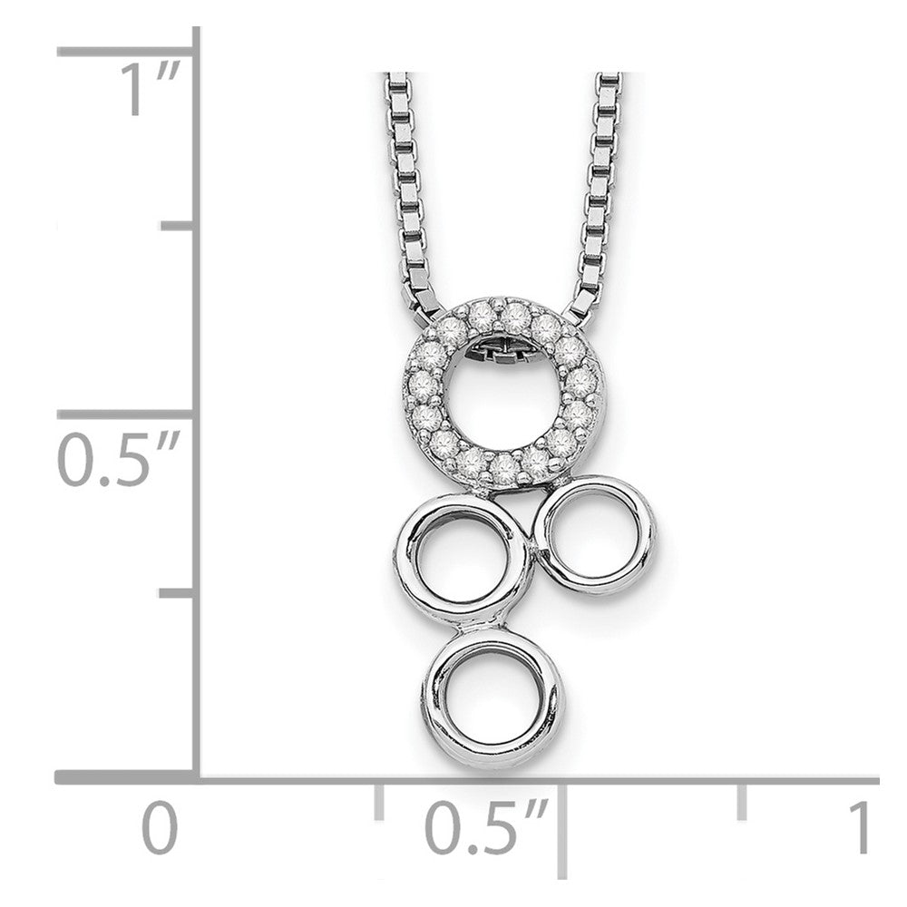 Sterling Silver White Ice Rhodium-Plated 18 Inch Diamond Circles Slide Pendant Necklace With 2 Extender